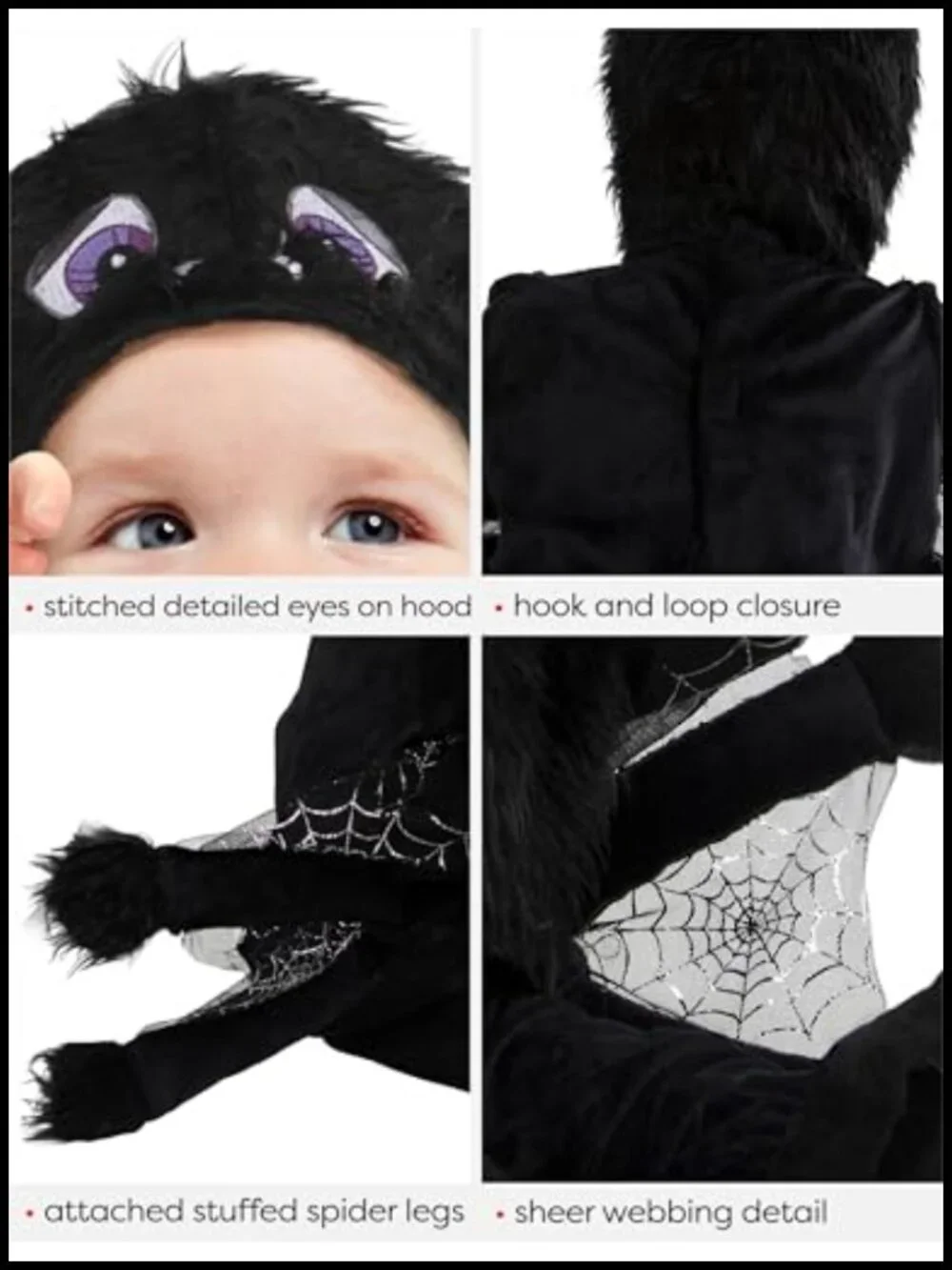 Baby Boy Spider Costume Jumpsuit with Hood and Booties Halloween Cosplay